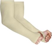 Shirsh UV Sun Protection Arm Sleeves With Thumb Hole For Summer - UPF 50 - Arm Cover For Tanning And Sunburn Protection - 1 Pair (Cream)