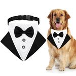 KroY PecoeD Formal Dog Tuxedo Bandana Dog Wedding Bandana Dog Collar with Bow Tie and Neck Tie Designs, Adjustable ormal Tux Dog Bowtie Adjustable Neckerchief for Small Medium Dogs(L)