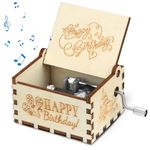 ZXK CO Wooden Birthday Music Box, Personalised Birthday Music Gifts for Daugther Son Women Friends, Laser Engraved Hand Crank Mini Musical Box Playing Melody Happy Birthday to You, White