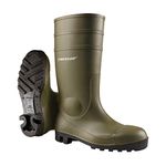 Dunlop Protomastor - Unisex Knee High Full Safety Waterproof Work Boots, Green, S5 Rated Antistatic and Slip-Resistant PVC Wellies with Steel Toecap for Outdoor and Farm Work - EU46, UK11