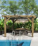 VerisShade 10 Ft x 12 Ft x 7.5 Ft Cedar Pergola Outdoor Wood Pergola with Canopy, Solid Structure Shelter for Deck, Garden, Backyard, and Lawn - Grey Charcoal