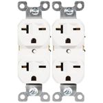 SHADID 220V / 240V / 250V Single Wall Outlet, Nema 6-20R Receptacle, 20 Amp Electrical Switch, Industrial Grade, Round/Duplex, White, 2 Pack, 52477-WH