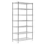 Shopfitting Warehouse Chrome Wire Shelving Unit - 7 Tier, H1800 x W900 x D450 mm