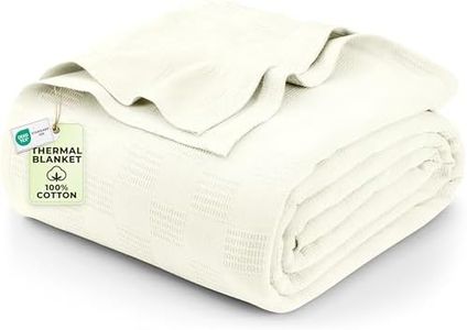 Utopia Bedding 100% Cotton Blanket (King Size - 90x108 Inches) 350GSM Lightweight Thermal Blanket, Soft Breathable Blanket for All Seasons (Ivory)
