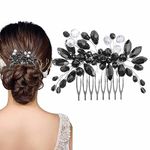 Bridal Black Crystal Hair Comb,Wedding Rhinestone Hair Side Comb Fashion Hair Clip Handmade Hair Accessories for Bride Wedding Prom Girl Headpieces