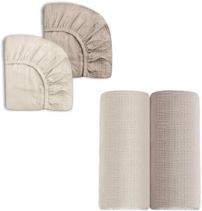 Crib Sheets for Boys Girl & Muslin Swaddle Blanket Set