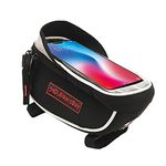 BikerzBay Polyester Bicycle Front Frame Tube Pouch with Reflective Visor – Water Resistant Cycle Mobile Holder Bag with Touch Screen for up to 7.2 inch Phones (Pack of 1) Black