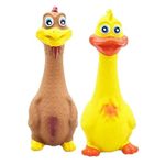 LOVIVER 2x Chicken Latex Rubber Squawking Chicken Dog Toy, Large