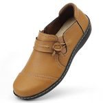 LAZYPOP Women's Classic Comfort Brown Leather Loafers Cute Slip-Ons Casual Dress Shoes Lightweight Walking Flats Everyday Work Shoes 9 M US 1808HZO-9