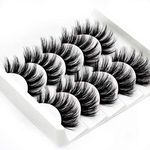 False Lashes Elocoise 5 Pairs 3D Eye Lashes Reusable Long Hand-made Faux Eyelashes for Eye Makeup (3D-47)