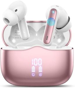 Cuffie Bluetooth, Auricolari Bluetooth 5.3 Stereo HiFi con 4 HD Mics, Mini Cuffie Wireless Cancellazione Rumorecon, Cuffiette Bluetooth per Androide/iOS, USB-C, 40H Earbuds IP7 Impermeabili, Oro Rosa