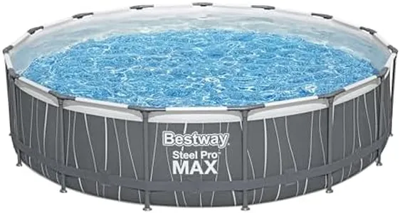 Bestway Steel Pro MAX 18 Foot x 48 Inch Round Metal Frame Above Ground Outdoor Swimming Pool Set with 1,000 Filter Pump, Ladder, and Cover