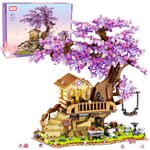 Cherry Blossom Tree House Building Toy, 880pcs Cherry Blossom Bonsai Building Set with LED Light for Girls Aged 6-14, Flowers House Construction Set for Kids 6 7 8 9 10 11 12+