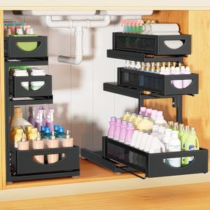 Under Sink Organizer for Kitchen and Bathroom Cabinets Pull Out Storage
