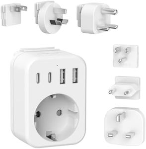 JSVER Adaptateur Prise France vers USA/UK/Japan/AUS/Afrique du Sud,Adaptateur Voyage Universel International avec 2 USB et 2 Type C, Type B/G/C/A/I/M Prise vers USA Canada UK EU Australie Singapore HK