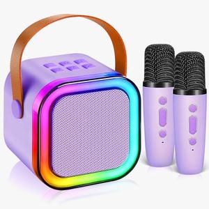 Karaoke Mahine Kids with 2 Wireless Microphones Protable Blueutooh Speaker Kids Karaoke Machine for Girts with Led Lights,Fun Birthday Gifts for4 5 6 7 8 9 Year (Purple)