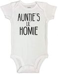 Baby and Toddler Boys Aunt Lover Bodysuits Aunties Lil Homie Funny Family Shirt Collection White