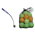 1ABOVE Dog Ball Launcher Thrower + 10 Dog pet balls. Slinger Dog Ball Thrower Launcher with Tough Ball, Hands Free Pick Up and Throw Play and Great Fun for Dogs Puppy Toys