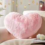 YRXRUS Heart Pillow, Pink Heart Pillows, Love Pillow Gifts, 14X17 Inch Large Heart Shaped Pillows, Faux Rabbit Fur Coquette Room Decor Throw Pillows, Living, Bedroom, Indoor Outdoor