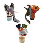 Cate & Levi - Handmade in Canada Hand Puppet - Premium Reclaimed Wool - Machine Washable - Colors Vary (Loyal Companions Elephant, Dog and Dragon Set)