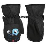 MoKo Toddler Mittens, Ski Kids Mittens, Waterproof & Windproof Mittens for Girls Boys, Thermal Warm Fleece Winter Snow Gloves for Kids, Fits 1-3 Years, Black