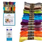 DMC Embroidery Floss, Pack of 16 DMC Embroidery Thread,New Color Kit Bundle with Cross Stitch Hand Embroidery Needles Size 24.Premium Supplies for Embroidery String,Yarn Set, DMC Cross Stitch Threads