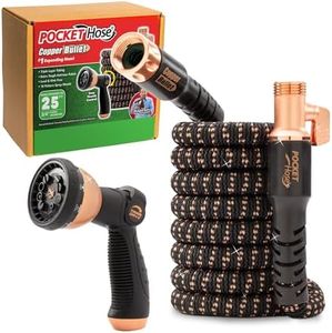 2024 Pocket Hose Copper Bullet With Thumb Spray Nozzle AS-SEEN-ON-TV Expands to 25 ft, 650psi 3/4 in Solid Copper Anodized Aluminum Fittings Lead-Free Lightweight No-Kink Garden Hose