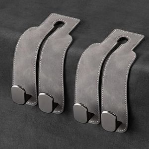 Car Hooks for Headrest, Car Seat Back Storage Hook for Headrest, Headrest Hooks for Purses and Bags, Car Hooks Leather (Gray-2 Pack)
