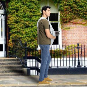 CUBY Dog Sling Carrier – Striped Grey Pet Shoulder Bag