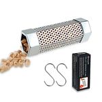 KampFit Pellet Smoker Tube - 6" Stainless Steel, 2 Hrs Smoke, Works with Electric, Gas, Charcoal Grills - Silver