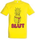 Urban Backwoods Pineapple Slut Men T-Shirt Yellow Size M