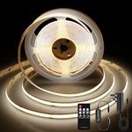 TTWAY COB LED Strip Lights, Dimmable 4000K LED Strip Kit, Super Bright 24V LED Tape Lights CRI90+ with RF Remote and UKCA Power Supply for DIY Home Decoration, 3M, 1440LEDs, Natural White.