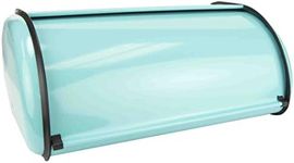 Home Basics Stainless Steel Bread Box with Roll Up Top Lid for Kitchen Counter Food Storage, Bread Bin Box Keeper Holder Also use Baked Goods, Loaf, Cookies & Buns (Turquoise)