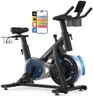 Merach Exercise Bike, Brake Pad/Magnetic Stationary Bike with Exclusive App, Low Noise Indoor Cycling Bike with 270LBS Weight Capacity, Dumbbell Rack and Fitness Courses for Weight Loss
