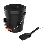 Home-Complete HC-7004 4.75 Gallon Black Ash Bucket with Lid and Shovel-Essential Tools for Fireplaces, Fire Pits, Wood Burning Stoves-Hearth Accessories