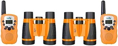 Levenhuk LabZZ WTT10 Kids Explorer Set of 2 Walkie Talkies and 2 Binoculars for Outdoor Games and Activities, Orange