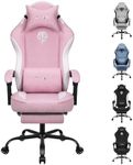 SITMOD Gaming Chairs for Adults with Footrest-PC Computer Ergonomic Video Game Chair-Backrest and Seat Height Adjustable Swivel Task Chair with Headrest and Lumbar Support(Pink)-Fabric