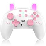 Switch Pro Controller, Wireless Switch Controller for Switch OLED, Switch Lite, PC, Switch Controller with Turbo, 6-Axis Motion, Pink Cute Bunny Switch Pro Controller with Vibration, Programmable