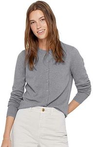State Cashmere Button Front Crewneck Sweater - Long Sleeve Cardigan for Women Made with 100% Pure Cashmere Sourced from Inner Mongolia Goats - Soft, Lightweight & Versatile - (Pale Charcoal, X-Large)