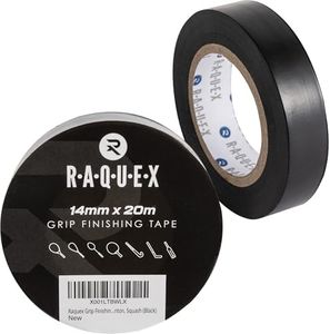 Raquex Racket Grip Finishing Tape - Extra long 20m - Tennis, Badminton, Squash, Hockey and Sport Grip Finishing Tape - Easy Tear Racquet Overgrip Securing Tape - 14mm x 20m