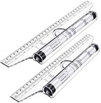 2 Pieces Plastic Measuring Rolling Ruler, Drawing Roller Ruler, Parallel Ruler, Multifunctional Drawing Design Ruler for Measuring, Drafting, Office(12 Inch)