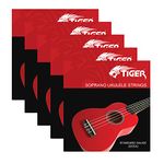 TIGER UAC14-5 Soprano Ukulele Strings - Standard Gauge - Quality Tone - Pack of 5 Sets