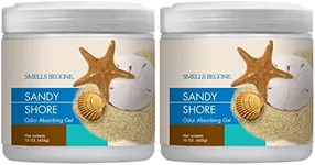 SMELLS BEGONE Air Freshener Odor Absorber Gel - 15 oz, Pack of 2 - Absorbs and Eliminates Odor in Pet Areas, Bathrooms, Cars, & Boats - Made with Essential Oils - Sandy Shore Scent