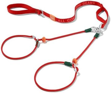 Howgo Double Slip Leash Slip Lead with Two Handles| Dual Dog Slip Lead for 2 Dogs,360° Swivel No Tangle | Dog Training Collar | Double Clip Leash Coupler and Splitter (Red, 6FT)