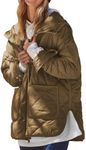 Dyexces Womens Quilted Puffer Jacket Hooded Long Sleeve Zip Up Winter Coat Lightweight Warm Jackets with Pockets, Brown, Medium