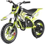 Shulemin 49cc 2-Stroke Kids Dirt Bike Mini Bike Kids Motorcycle Gas Dirt Bike Pocket Rocket Bike Gas Power Motocross, Off Road Mini Motorcycle, Kids Dirt Bike with Front Rear Disc Brakes Green