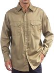 VATRENUS FR Shirts for Men 6.5oz Flame Resistant 100% Cotton Men's Pre-Washed Fire Retardant Work Shirt, Snap Khaki, 4X-Large