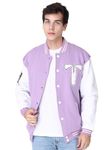 T-Store Men's Cotton Varsity Jacket | Lavender | M
