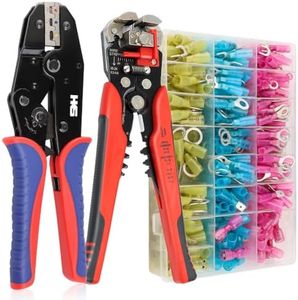 HKS Crimping Tool for Heat Shrink Connectors with 3 in 1 Stripper & 280PCS Marine Grade Heat Shrink Connectors (21 Types) of Tinned Red Copper AWG 22-10