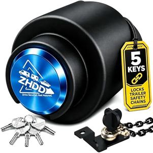 ZHDD Trailer Hitch Lock for 2-5/16 Inch Coupler with Safety Chain Lock, Heavy Duty Anti-Theft Trailer Tongue Coupler Lock for RV, Boat, Dump & Cargo Trailers (Blue)